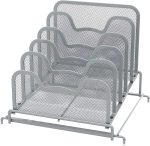 SimpleHouseware Desk 5 Sections Step File Sorter Organizer, Black - Image 2